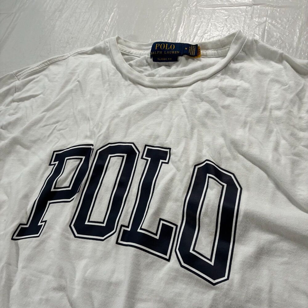 Polo Ralph Lauren White T-shirt Size Men's Medium Classic Fit - STAIN